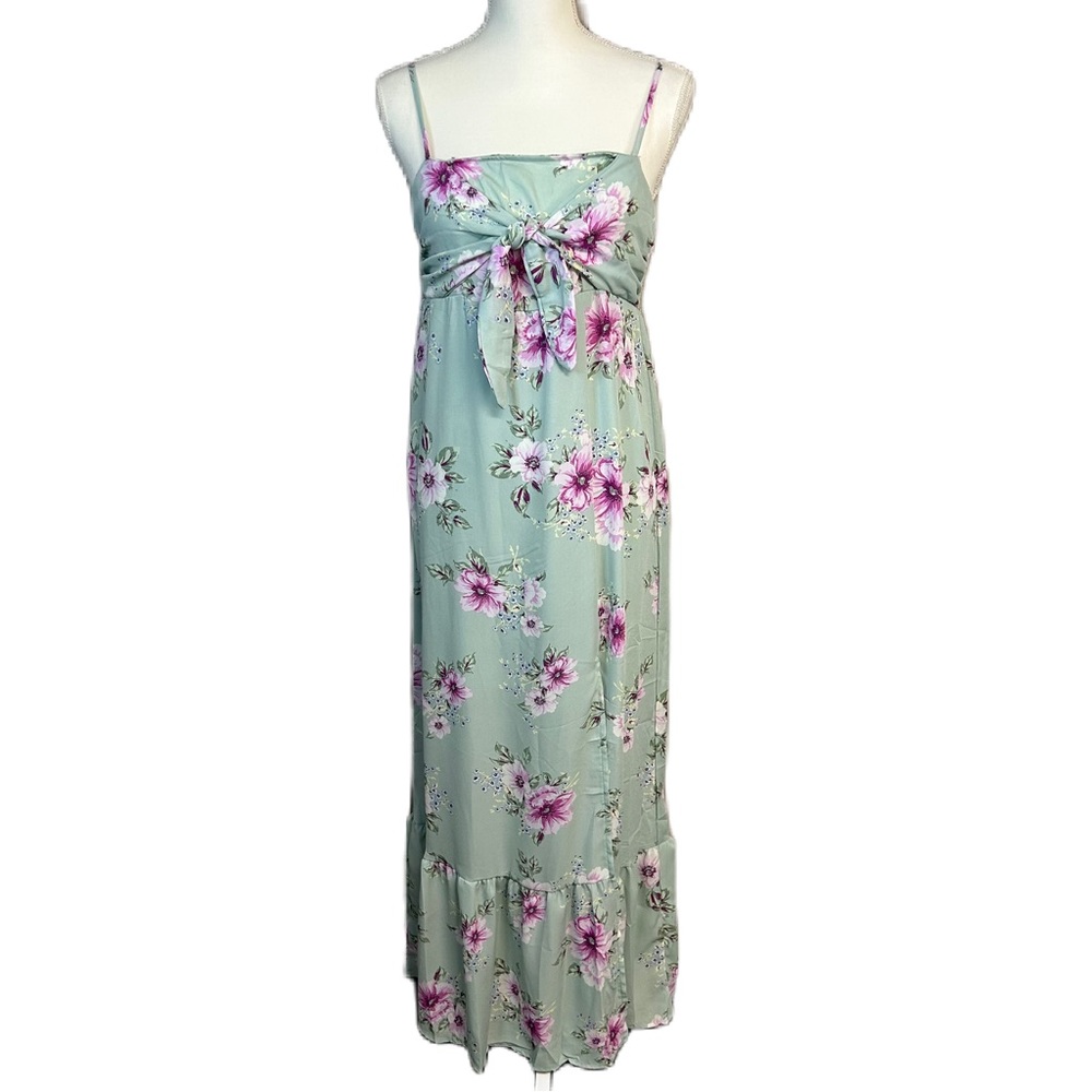 Iris Y2k Babydoll Maxi Dress Sz M Sleeveless Pull On Empire Floral Fairy Beachy